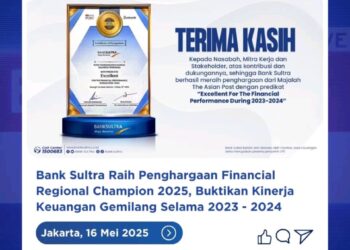 Bank Sultra Raih Penghargaan Financial Regional Champion 2025, Buktikan Kinerja Keuangan Gemilang Selama 2023-2024
