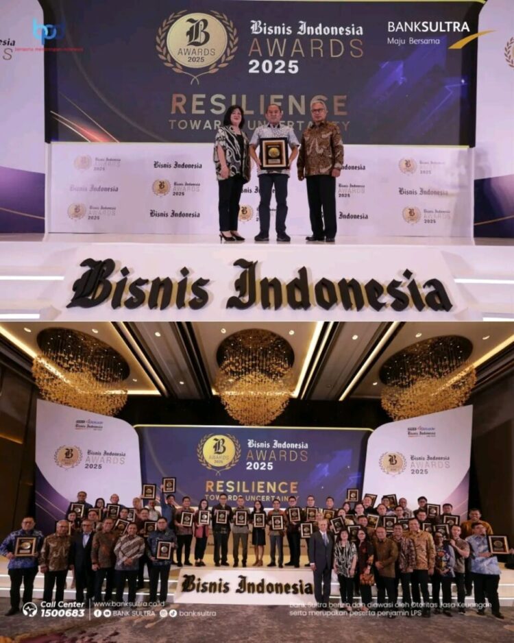 Bank Sultra Raih Penghargaan BPD Terbaik Aset di Bawah Rp15 Triliun pada Bisnis Indonesia Award 2025