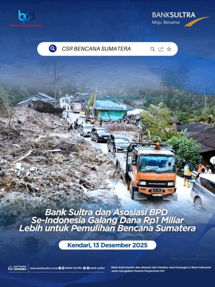 Bank Sultra dan Asosiasi BPD Se-Indonesia Galang Dana Rp1 Miliar Lebih untuk Pemulihan Bencana Sumatera