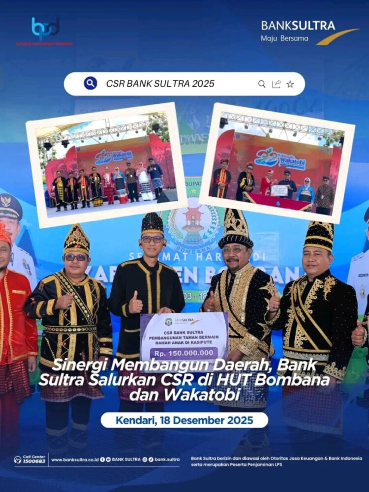 Sinergi Membangun Daerah, Bank Sultra Salurkan CSR di HUT Bombana dan Wakatobi
