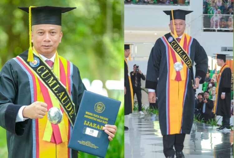 Wadirreskrimsus Polda Sultra Dr. Didik Erfianto, SIK., MH Jadi Lulusan Terbaik Wisuda Program Doktor UHO