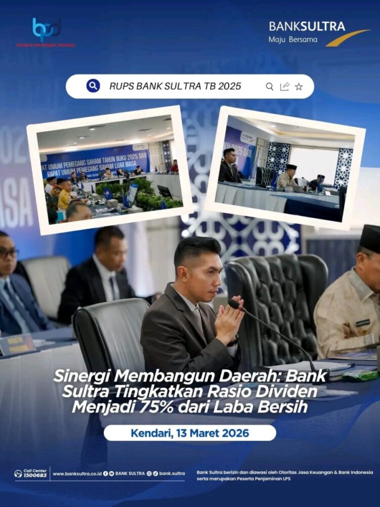 Sinergi Membangun Daerah: Bank Sultra Tingkatkan Rasio Dividen Menjadi 75% dari Laba Bersih