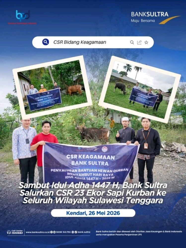 Sambut Idul Adha 1447 H, Bank Sultra Salurkan CSR 23 Ekor Sapi Kurban ke Seluruh Wilayah Sulawesi Tenggara